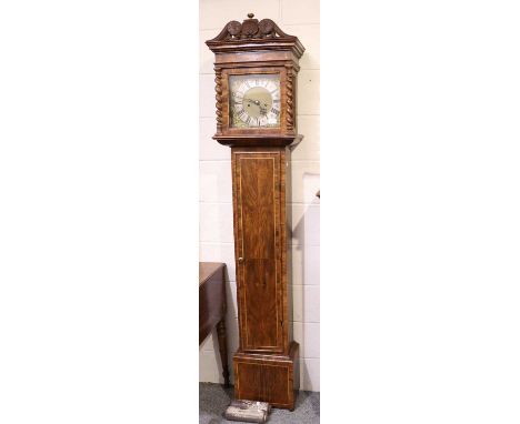 A Late 17th Century Style Eight Day Longcase Clock, 10 inch square brass dial with silvered chapter ring bearing a later insc