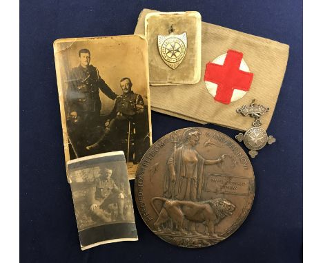 A Great War Memorial Plaque awarded to (Corp) David Richard Thomas, Royal Army Medical Corp, 33472,  Welsh, (killed Flanders 