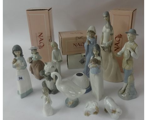 Nao, a collection of figurines and animals (16), four boxed.