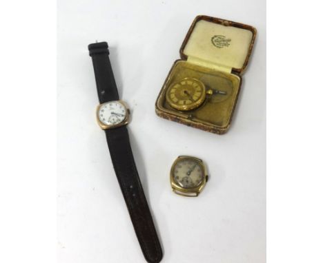 A vintage gents Record 9ct cushion cased wristwatch with sub-second dial (damaged dial), Limit Sport vintage gents wristwatch