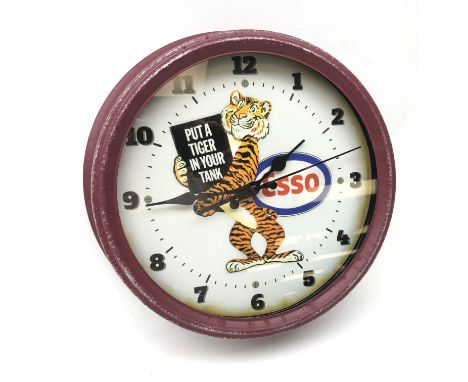 Reproduction Esso 'Put a Tiger in Your Tank' circular wall clock D30cm