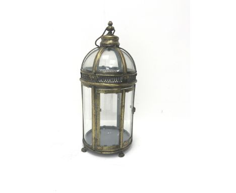 Bronzed metal hexagonal domed top lantern, H46m, W19cm