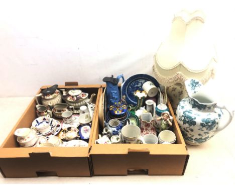 18th century Newhall type oval dish and similar age cup, Coalport Batwing cup and saucer, Victorian Pearlware Willow pattern 