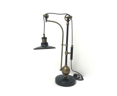 Black and brass finish Hudson adjustable large table lamp, H75cm