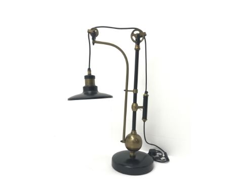 Black and brass finish Hudson adjustable large table lamp, H75cm