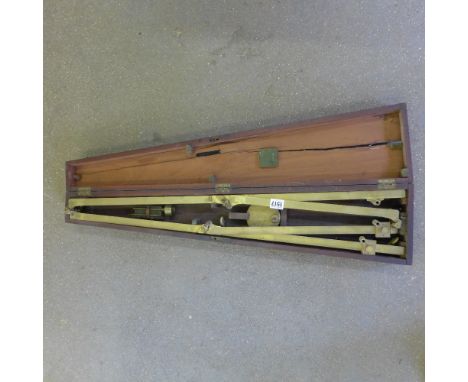 A 19th century brass Pantograph by Elliot Holborn, London - in a mahogany box - Length 82 cm 