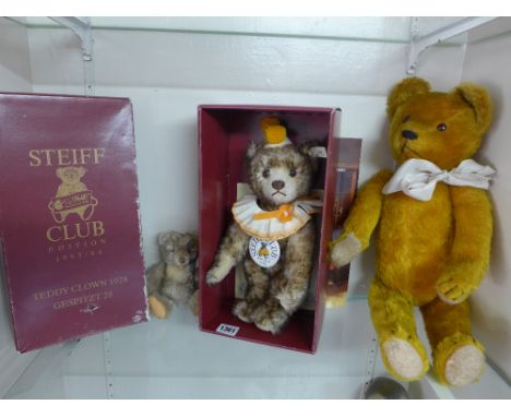 A Steiff Zotty Bear, a Steiff Teddy Clown Bear 1993 - boxed and another Teddy Bear - Height 50 cm 