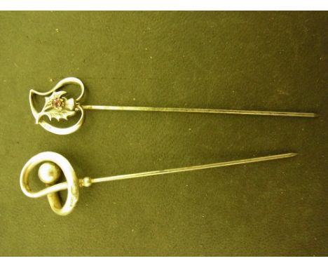 Two Charles Horner silver stick pins