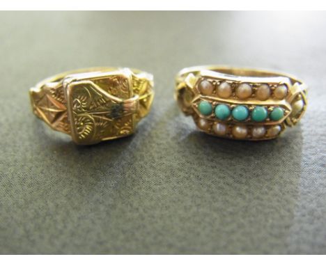 A Victorian gold - tested as 9 ct - sweetheart or mourning ring - the top in the form of an envelope which opens to reveal br