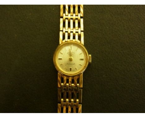 ROTARY - a ladies 9ct gold watch - With baton markers - To the bracelet strap - Hallmarked Birmingham - Weight approx 18.2gms