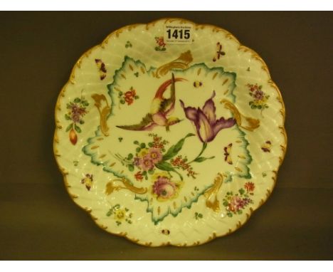 A Samson Paris handpainted and gilded plate depicting a bird of paradise, butterflies and insects and flowers - gold Anchor m
