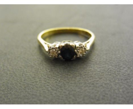 An 18ct gold and platinum sapphire and diamond ring - Hallmarked Birmingham - Ring size P - Weight approx 3.3gms
Condition Re