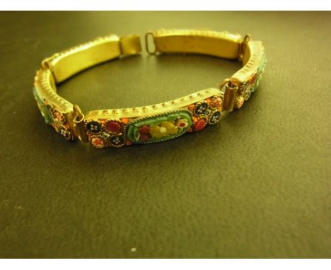 A micromosaic panel bracelet - Length 17cms 
Condition Report: Good - Light surface scratches and wear