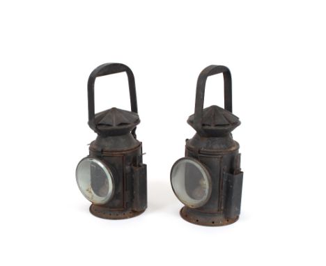 A pair of railway lamps, broad arrow mark,&nbsp;circa 1944, 32cm high