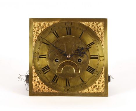 An 18th Century oak long case clock, by Addison of Thirsk, the brass spandril dial with foliate scrolls supporting an 8 day m