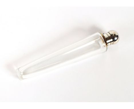A late Victorian glass and silver mounted hunting flask, of tapering elongated form,&nbsp;hallmarked for&nbsp;Birmingham 1893