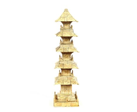 A 19th Century Chinese ivory section model of a pagoda, 55cm high