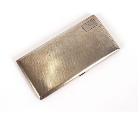 A George V silver cigarette case, with engine turned decoration, initialled F, Birmingham 1930, 18cm x 9cm