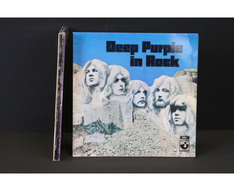 Vinyl - 5 Deep Purple &amp; related LPs to include In Rock (SHVL 777) stereo EMI to label, Shades Of (PCS 7055) later stereo 