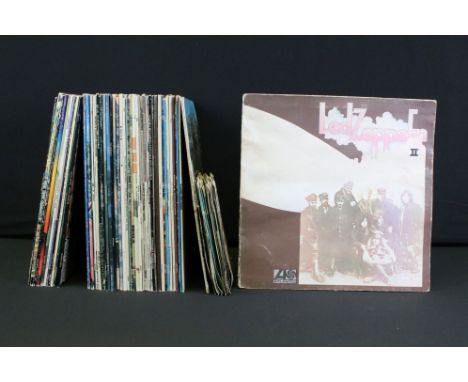 Vinyl - Over 50 rock &amp; pop LPs and small selection of 7" singles to include Led Zeppelin II (plum Atlantic), The Beatles 