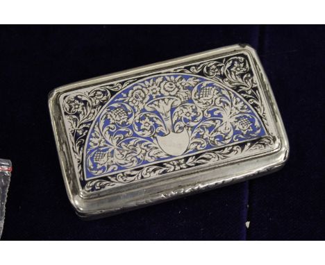 A continental silver and blue enamel snuff box.