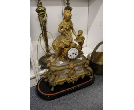 A 19th century French ormolu and alabaster mantle clock.