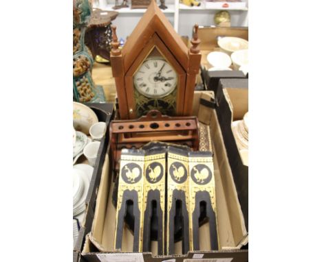 An American mantle clock, a lacquer table etc.