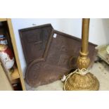 An old cast iron fireback (in two parts).