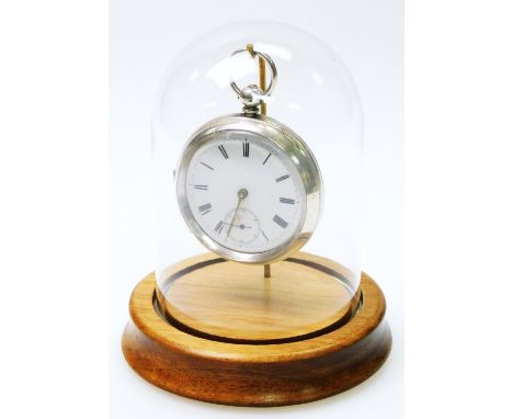 A Victorian silver open faced pocket watch, with 5cm dia. Roman numeric dial with subsidiary second hand, in a part engine tu