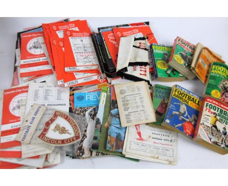 Various football programmes and related football ephemera, etc. , Lincoln City sash, various local programmes, mainly Lincoln