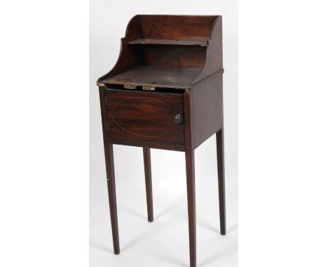 A Victorian mahogany side cabinet, with galleried back, and a commode drawer on square tapering supports, 95cm H, 42cm W, 37c