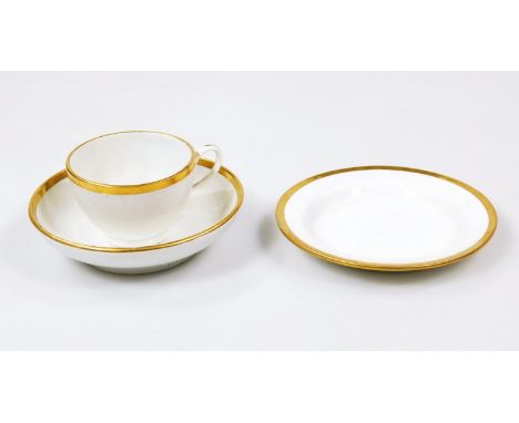 A rare Wedgwood child's service trio, of tea cup, saucer and small plate, c.1800, impressed WEDGWOOD marked, saucer 10cm dia.