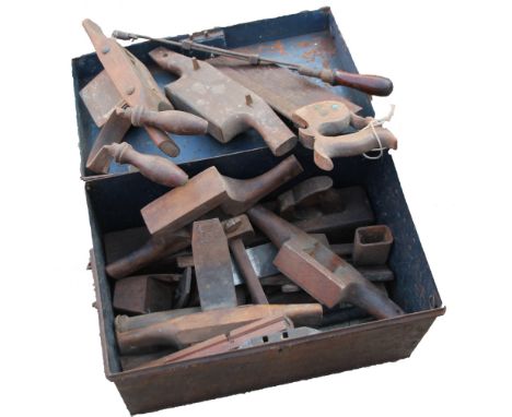 A tin trunk containing cooper's tools. (a quantity)