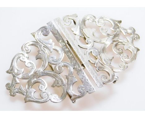 A late Victorian silver double buckle, by Cornelius Desormeaux Saunders & James Francis Hollings (Frank) Shepherd, of pierced