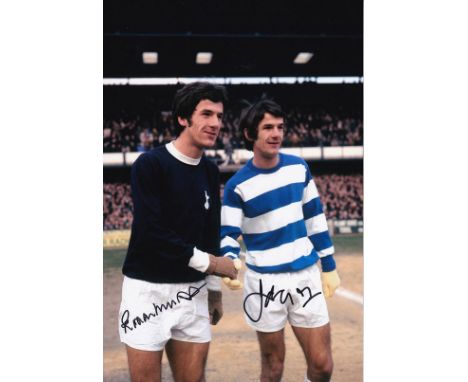 Football Autographed Roger & Ian Morgan 12 X 8 Photo : Col, Depicting The Morgan Twins Roger Of Tottenham And Ian Of Queens P