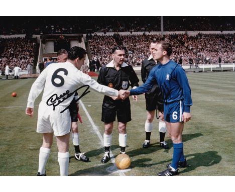 Football Autographed Dave Mackay / Ron Harris 12 X 8 Photo : Col, Depicting Tottenham Captain Dave Mackay Shaking Hands With 