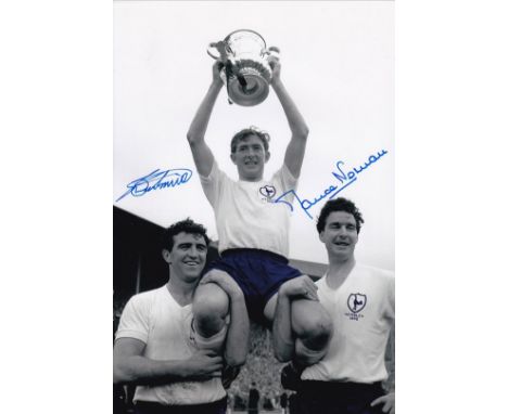 Football Autographed Tottenham 12 X 8 Photo : B/W, Depicting Tottenham Captain Danny Blanchflower Holding Aloft The Fa Cup As