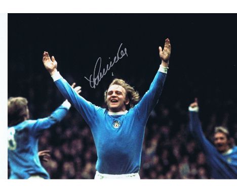 Football Autographed Francis Lee 16 X 12 Photo : Col, Depicting A Superb Image Showing Francis Lee Celebrating His Goal For M