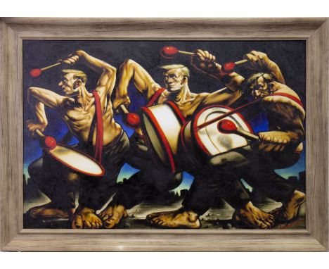 AFTER PETER HOWSON (SCOTTISH b 1958), DRUM II digital print on canvas 60cm x 90cm Framed