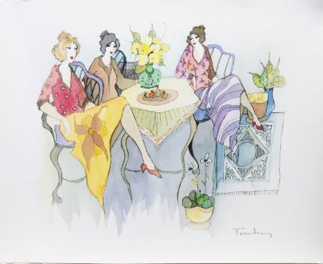 ITZCHAK TARKAY (ISRAEL 1935 - 2012), BLISSFUL MOMENTS serigraph, signed 50cm x 61cm Unframed