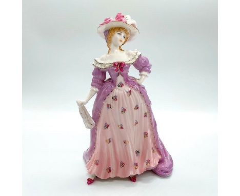 Limited edition bone china; secret bride of King George IV dressed in a orchid purple and soft pink gown with matching hat an