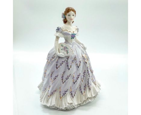 Limited edition fine bone china that was inspired by the romance of the victorian era. Depicts gal in a lavender off the shou