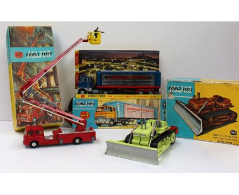 A Corgi major toys Simon Snorkel fire engine No.1127, boxed together with a Corgi major toys No.1137 Ford tilt cab H series w
