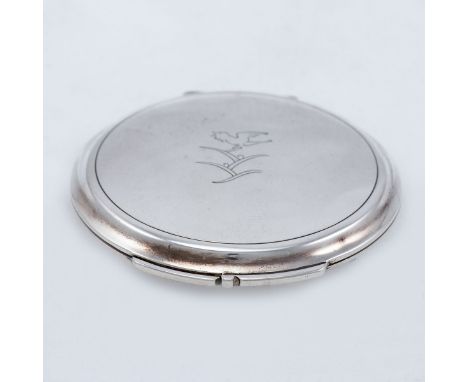 Seltene Art Deco PuderdoseGeorg Jensen/Kopenhagen/Dänemark, um 1933/44. Entwurf: Georg Jensen. 925er Silber. Punzen: Herst.-M