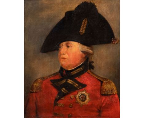 William Beechey1753 Burford - 1839 London Umkreis oder Nachfolger - Porträt George III - Öl/Holz. 29,3 x 23,8 cm. Rahmen. Als