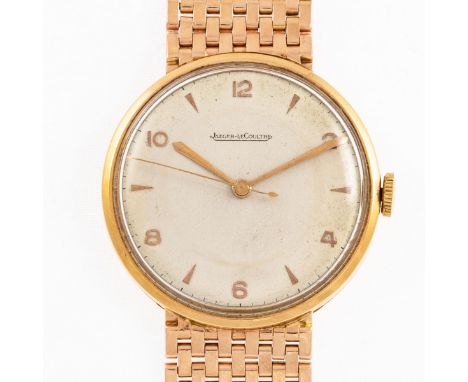 Jaeger LeCoultre HerrenarmbanduhrFa. Jaeger LeCoultre, Schweiz. Boden: 750/- Roségold, gestemp. Nummer: 574470. Werks-Nr. 760