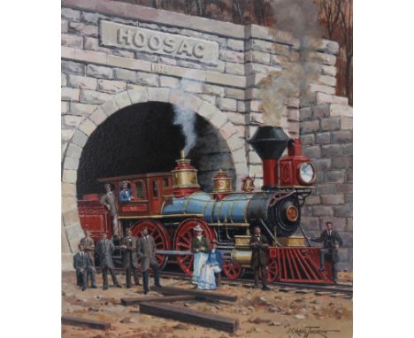 J. Craig Thorpe (American, B. 1948) "Massachusetts Locomotive" Signed lower right. Original Oil on Paper. Provenance: Collect