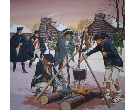 Ed Vebell (American, 1921 - 2018) "Washington At Valley Forge" Signed lower right. Original Acrylic painting on Masonite. Pro