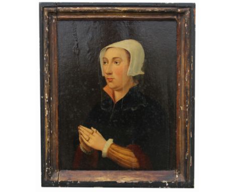 Exceptional 17th C. Dutch Portrait of a Veiled Woman. Oil on Cradled Panel. Appears to be unsigned, has not been examined out