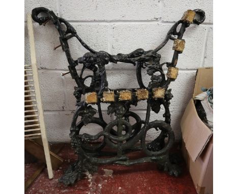 Pair of Coalbrookdale cast iron dog &amp; serpent bench ends